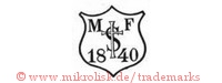 M. F. / ST / 18 40 (im Schild mit Kreuz) | mf s 1840 t ts st